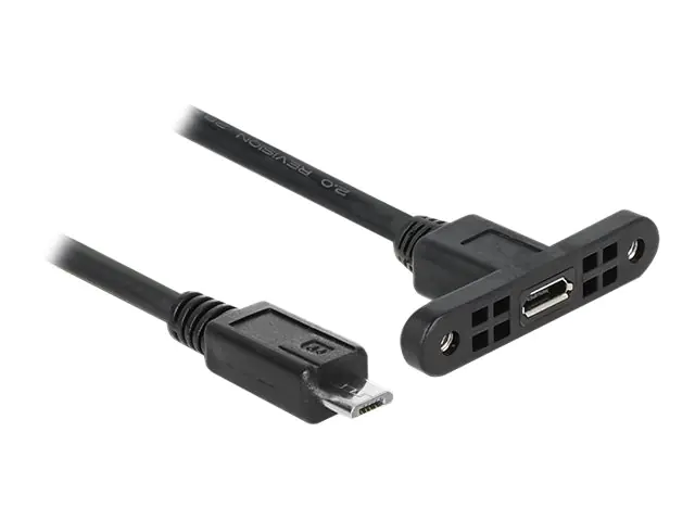 DeLOCK - USB-Verlängerungskabel - Micro-USB Typ B (M) bis Micro-USB Typ B (W) Paneel montierbar - USB 2.0 - 25 cm - Schwarz