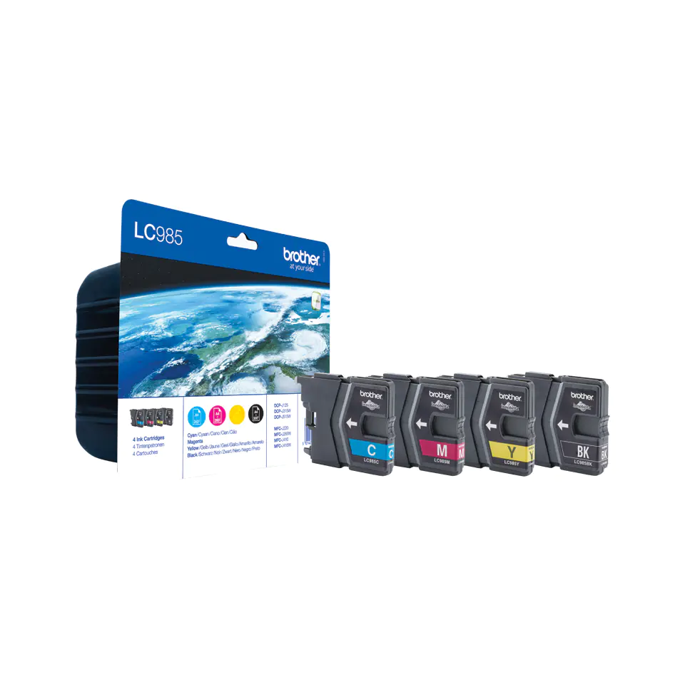 Brother LC985VALBPDR - 4er-Pack - Schwarz, Gelb, Cyan, Magenta - Original - Blisterverpackung - Tintenpatrone - für Brother DCP-J125, DCP-J140, DCP-J315, DCP-J515, MFC-J220, MFC-J265, MFC-J410, MFC-J415