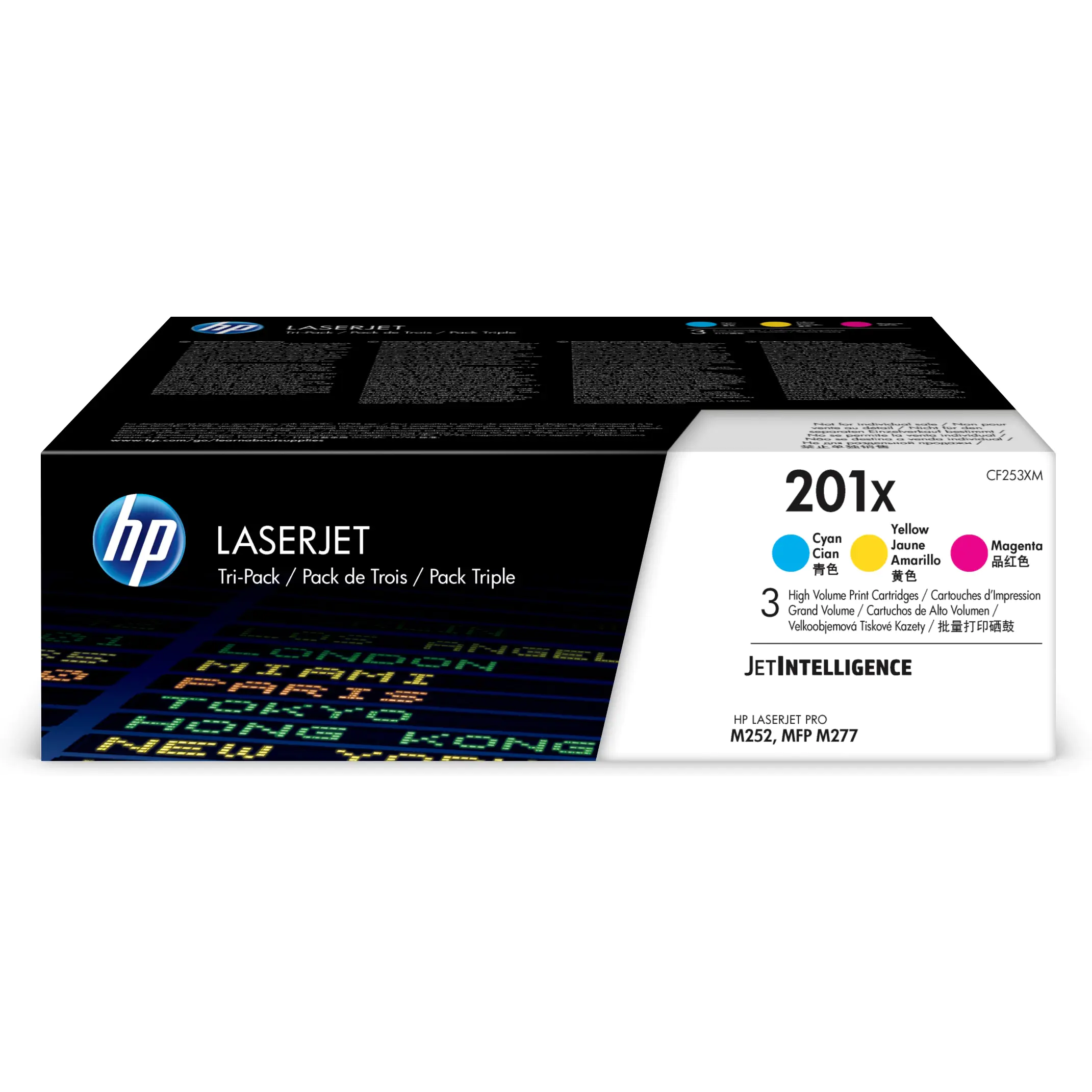 HP 201X - 3er-Pack - Hohe Ergiebigkeit - Gelb, Cyan, Magenta - Original - LaserJet - Tonerpatrone (CF253XM) - für Color LaserJet Pro M252dw, M252n, MFP M274n, MFP M277c6, MFP M277dw, MFP M277n