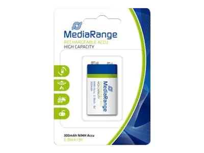MediaRange MRBAT124 - Batterie 6HR61 - NiMH - (wiederaufladbar) - 300 mAh