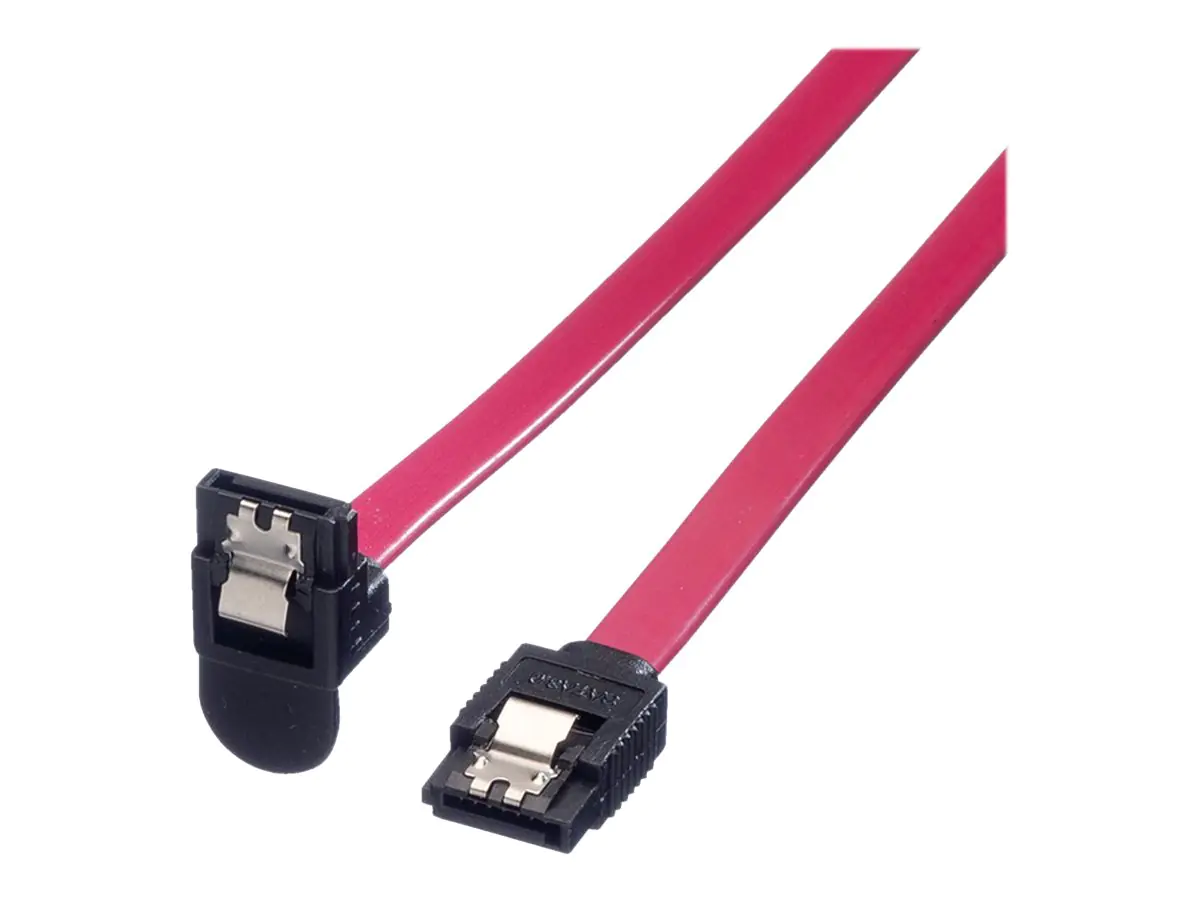 Roline - SATA-Kabel - Serial ATA 150/300/600 - SATA (W) zu SATA (W) - 1 m - 90° Stecker, eingerastet - Rot