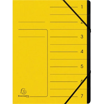Exacompta Ordnungsmappe DIN A4 170g/m² Colorspankarton Farbe: gelb Farbe des Fächerblocks: schwarz 7 Fächer