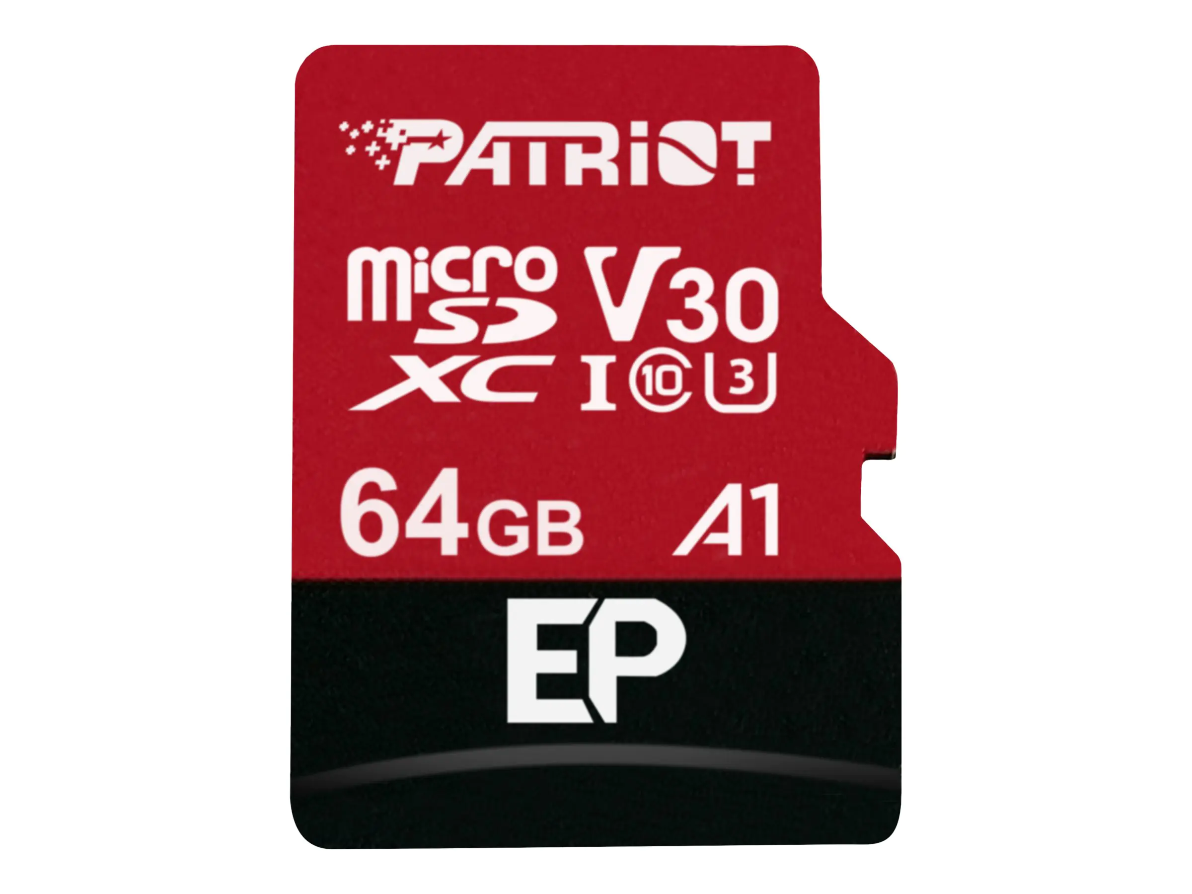 Patriot EP Series - Flash-Speicherkarte (microSDXC-an-SD-Adapter inbegriffen) - 64 GB - A1 / Video Class V30 / UHS-I U3 / Class10 - microSDXC UHS-I
