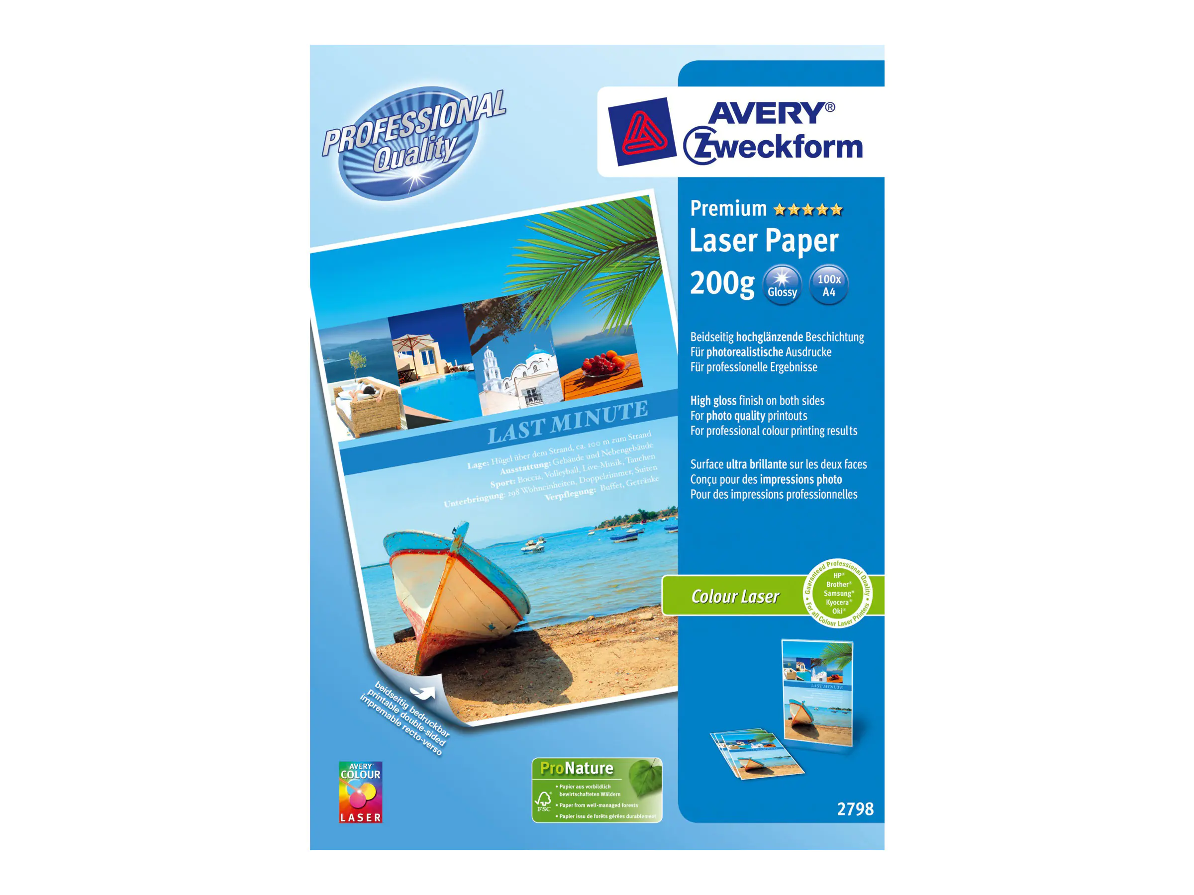 Avery Zweckform Premium Colour Laser Paper 2798 - Glänzend - weiß - A4 (210 x 297 mm)