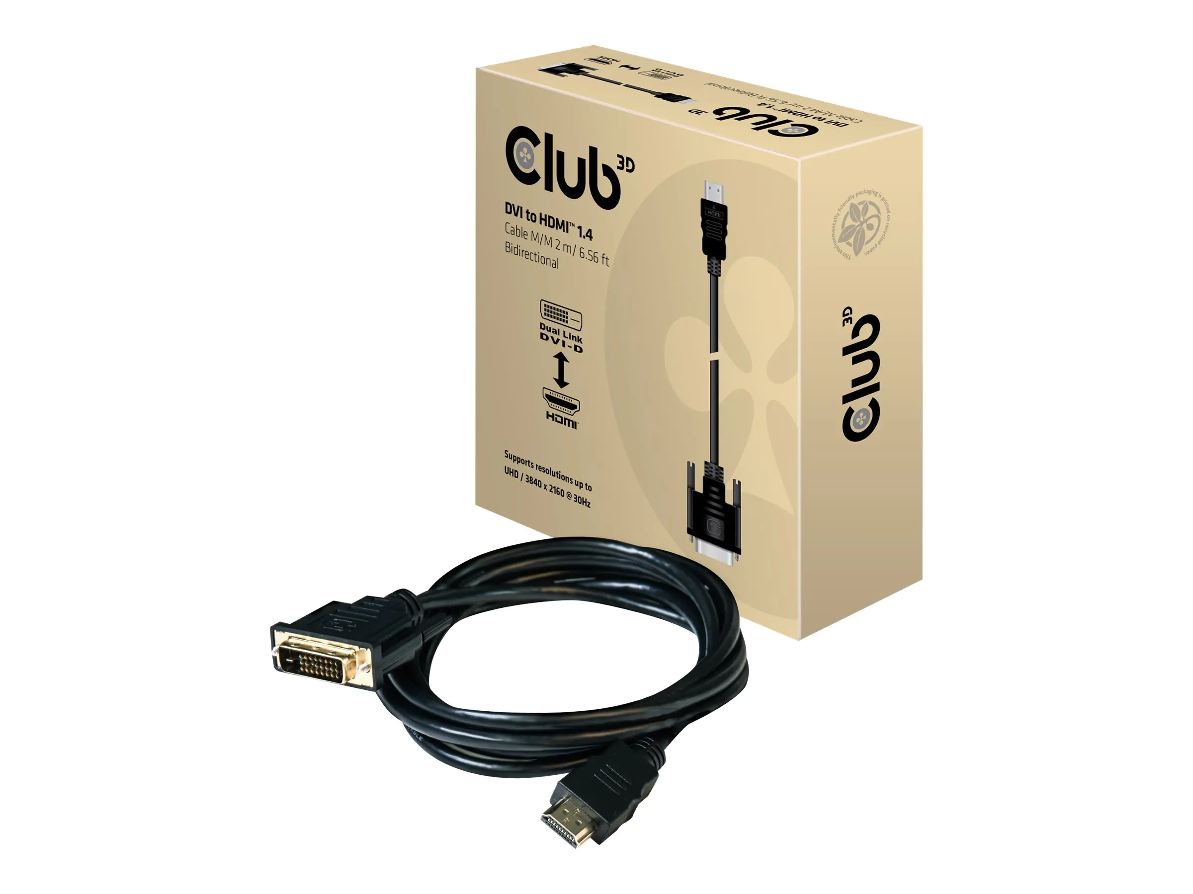 Club 3D CAC-1210 - Adapterkabel - Dual Link - DVI-D männlich zu HDMI männlich - 2 m - 4K Unterstützung
