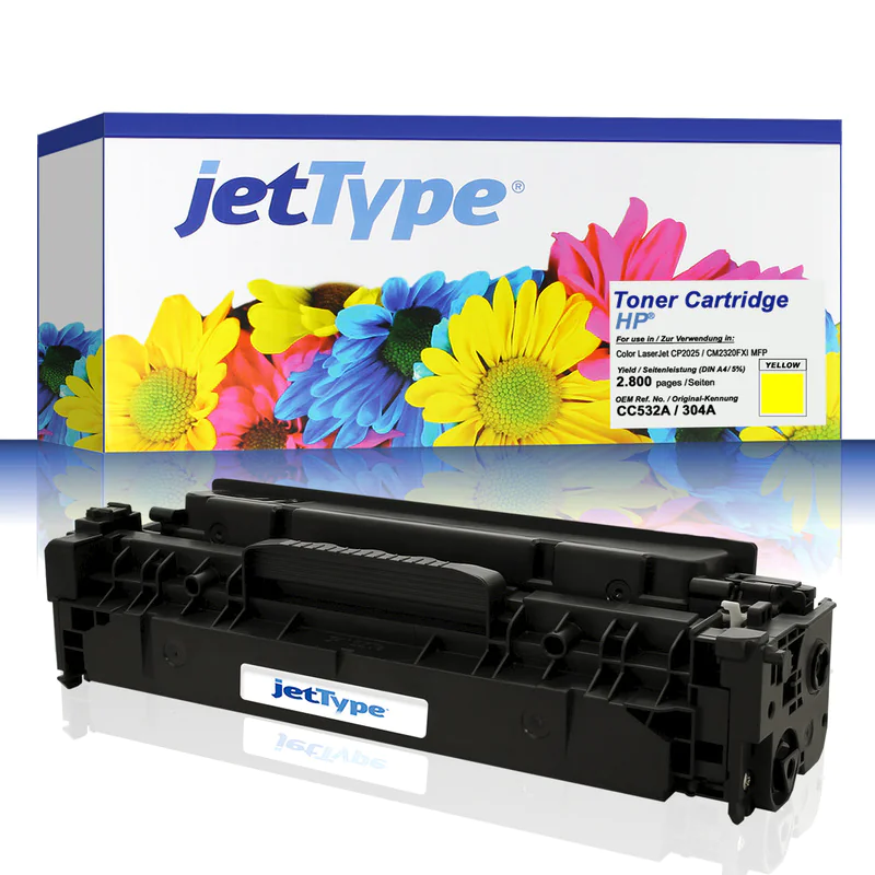 jetType Toner kompatibel zu HP CC532A 304A gelb 2.800 Seiten 1 Stück