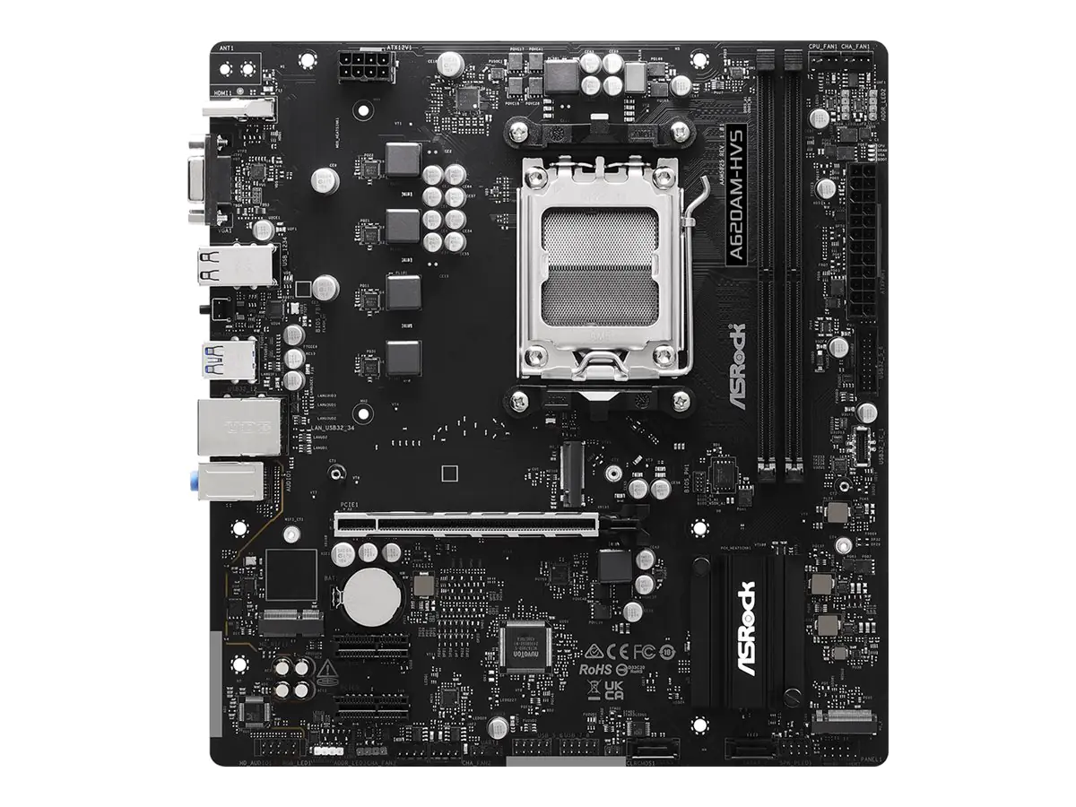 ASRock A620AM-HVS AM5 mATX HDMI DDR5 - AMD Sockel AM5 (Ryzen Zen4) - Micro/Mini/Flex-ATX