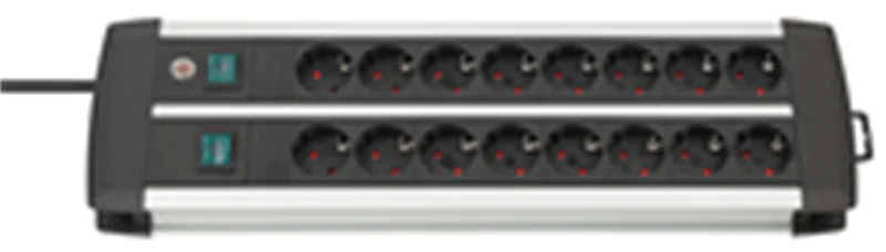Brennenstuhl 1391000916 - 3 m - 16 AC-Ausgänge - Indoor - Aluminium - Schwarz - Weiß - 515 mm