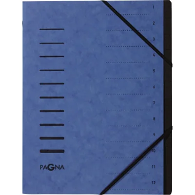 PAGNA Ordnungsmappe 40059-02 DIN A4 12Fächer Pressspankarton blau