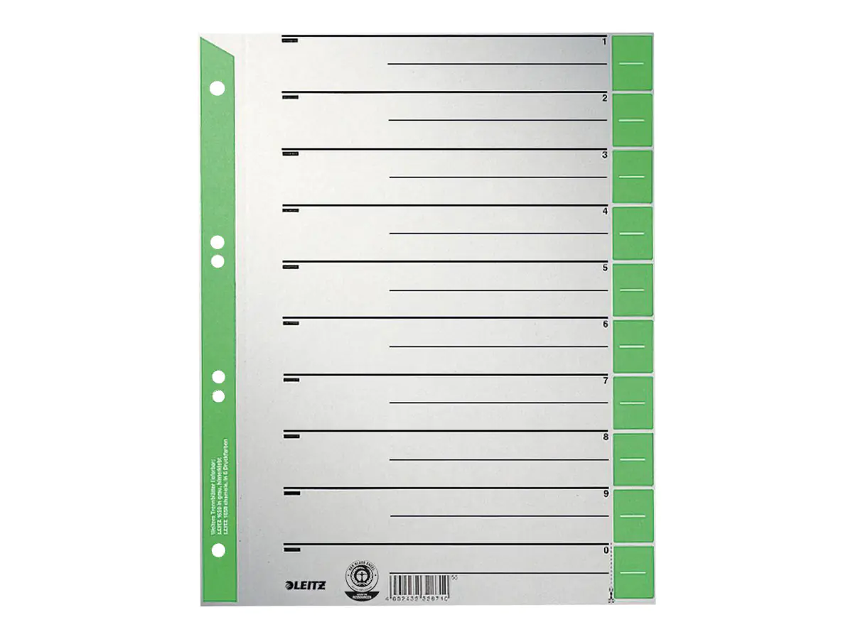 Esselte Leitz Trennelement - vorgedruckt: 0-9 - für A4 (210 x 297 mm) 16520055