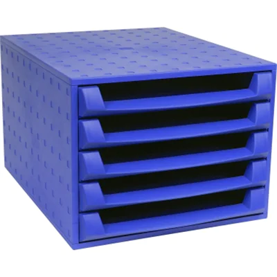 Exacompta Schubladenbox THE BOX 5 Schubladen DIN A4, Überbreite Polypropylen, recycelt Gehäusefarbe: kobaltblau