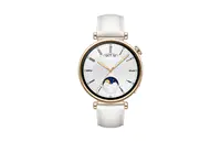 Huawei Watch GT 4 - 41 mm - Edelstahl - intelligente Uhr mit Riemen - Leder - Handgelenkgröße: 120-190 mm - Anzeige 3.4 cm (1.32") - NFC, Bluetooth - 37 g - weiß