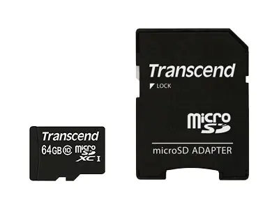 Transcend Premium - Flash-Speicherkarte (microSDHC/SD-Adapter inbegriffen) - 64 GB - UHS Class 1 / Class10 - 300x - microSDXC UHS-I