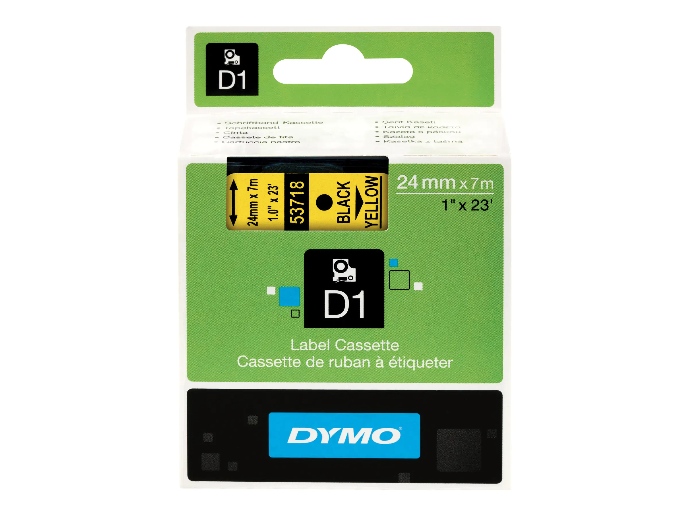 Dymo D1 - Selbstklebend - Schwarz auf Gelb - Rolle (2,4 cm x 7 m) S0720980