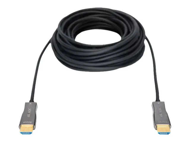 Digitus - Premium Highspeed - HDMI-Kabel mit Ethernet - HDMI männlich zu HDMI männlich - 30 m - Doppelisolierung - Schwarz - 4K Unterstützung, HAOC-Kabel (Hybrid Active Optical Cable)