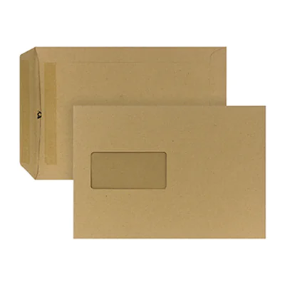 POSTHORN Versandtasche DIN C5 162 x 229 mm (B x H) mit Fenster 90g/m² mit Selbstklebung Papier braun 500 St./Pack.