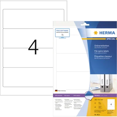 HERMA Ordneretikett 8621 192x61mm weiß 40 St./Pack.