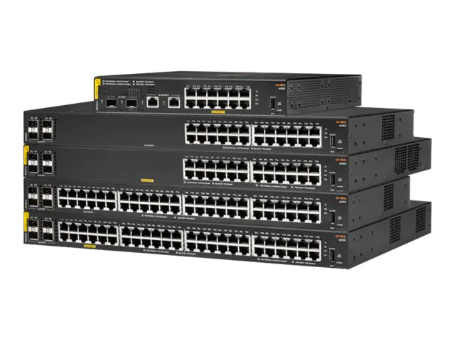 HPE Aruba 6000 48G Class4 PoE 4SFP 370W Switch - Switch - managed - 48 x 10/100/1000 (PoE+) + 4 x Gigabit SFP - Seite-zu-Seite-Luftstrom - an Rack montierbar - PoE (370 W)