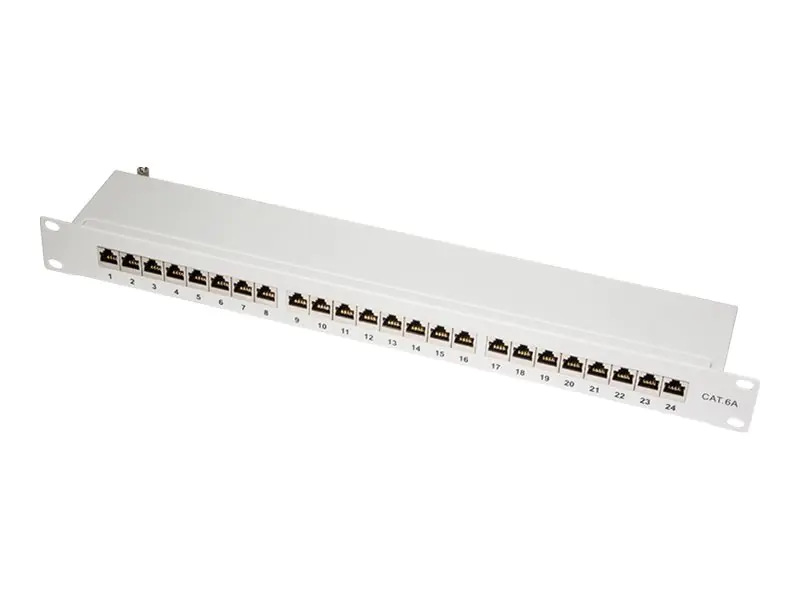 LogiLink Patch Panel - CAT 6a - STP - RJ-45 X 24 - Hellgrau, RAL 7035 - 1U - 48.3 cm (19") NP0060