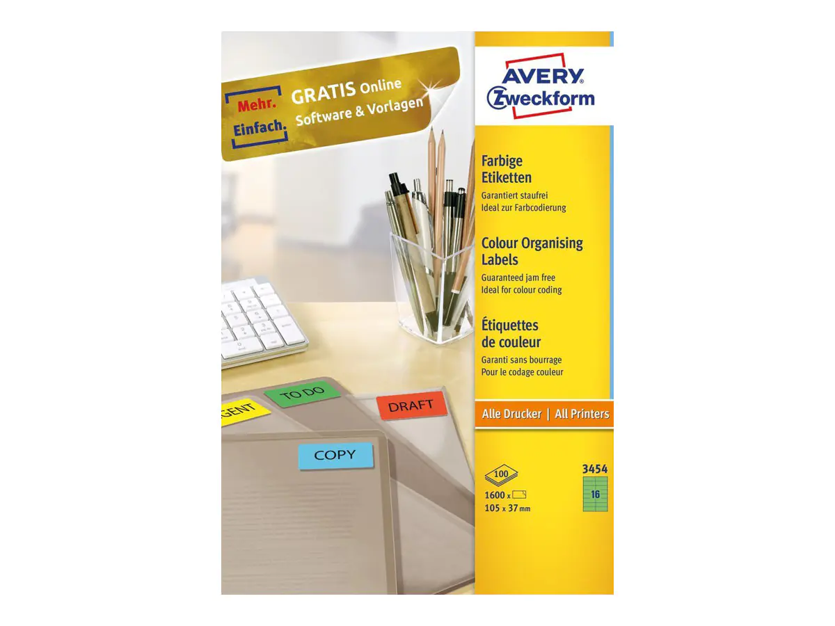 ZWECKFORM Etikett 105mmx37mm Pack á 160 0 Etiketten 100 Blatt grün