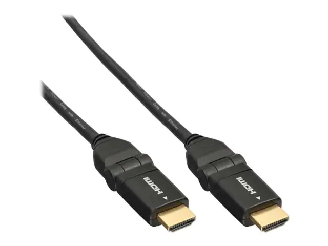 InLine High Speed - HDMI-Kabel mit Ethernet - HDMI männlich zu HDMI männlich - 1 m - STP-Kabel - Schwarz - 360° drehbarer Stecker, gewinkelter Stecker