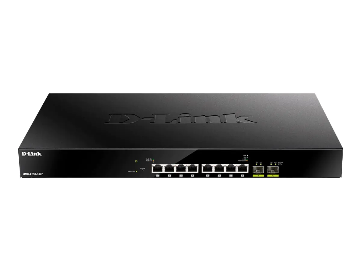 D-Link DMS 1100-10TP - Switch - Smart - 8 x 100/1000/2.5G (PoE+) + 2 x 10 Gigabit SFP+ - an Rack montierbar - PoE+ (240 W)