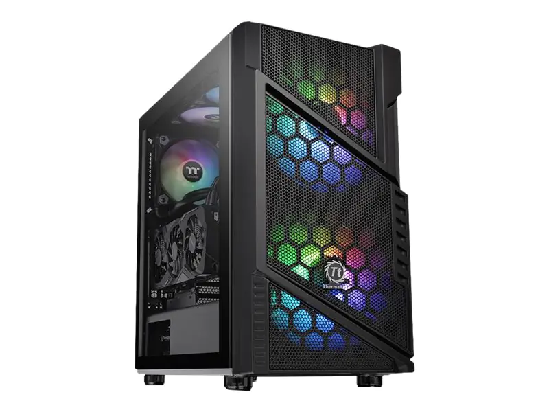 Thermaltake Commander C31 TG - ARGB Edition - Tower - ATX - Seitenteil mit Fenster (gehärtetes Glas) - keine Spannungsversorgung (PS/2) - Schwarz - USB/Audio
