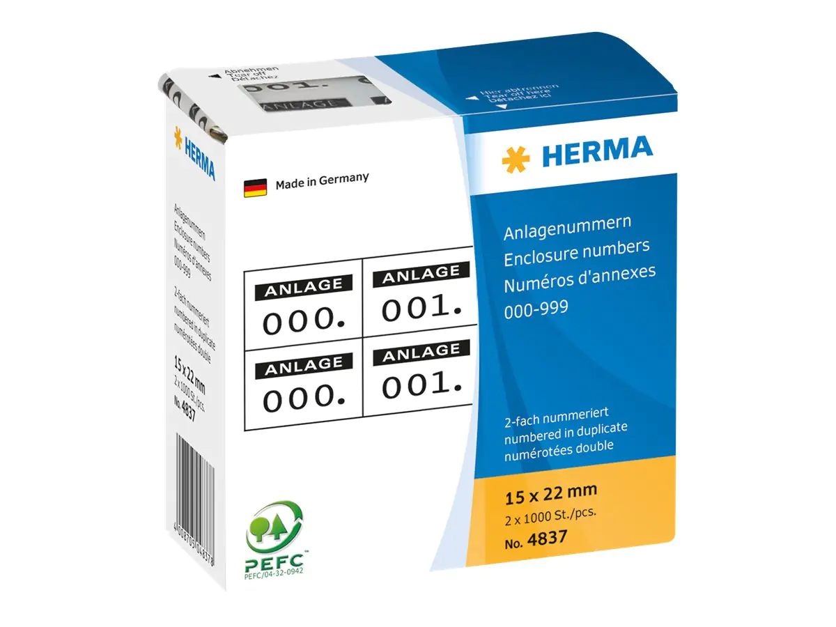 HERMA Schwarz, weiß - 15 x 22 mm 2000 Etikett(en) 4837