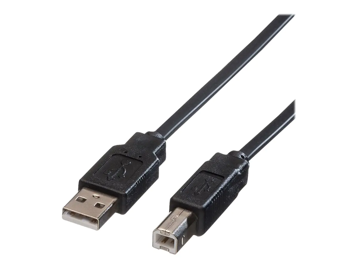Roline - USB-Kabel - USB (M) zu USB Typ B (M) - USB 2.0 - 80 cm - flach - Schwarz