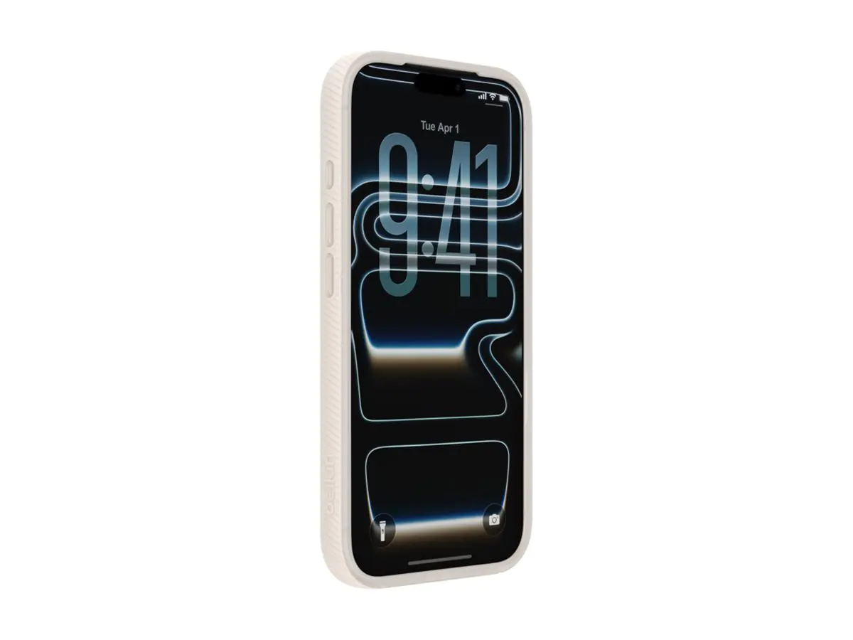 Belkin SheerForce Grip Series - Hintere Abdeckung für Mobiltelefon - MagSafe-Kompatibilität - aus recycelten Materialien hergestellt - Sand - für Apple iPhone 17 Pro Max