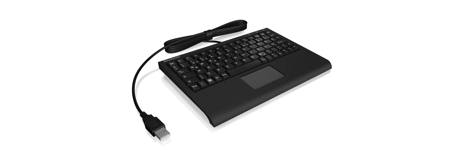 KeySonic Mini Tastatur USB ACK-3410 - Tastatur 80 Tasten - Deutsch QWERTZ - USB - Schwarz - 60377