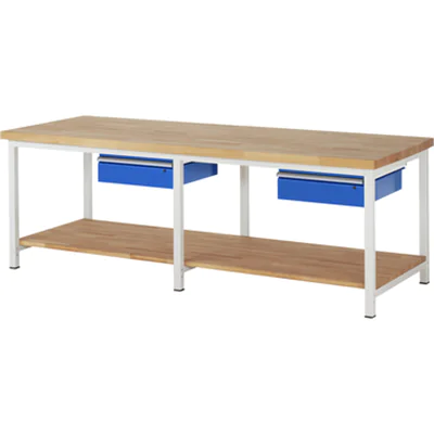 RAU Werkbank 8000 2.500 x 840-1.040 x 900 mm (B x H x T) enzianblau lichtgrau