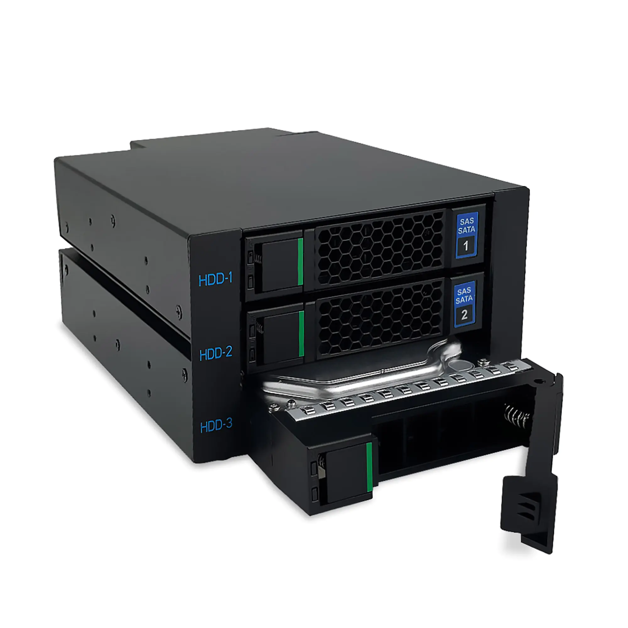 Fantec WR-C2131-6G - Gehäuse für Speicherlaufwerke - SAS/SATA (6G) Backplane für 3 x 3,5"/2,5" HDD/SSD mit Lüfter - 2,5" / 3,5" gemeinsam genutzt (6,4 cm/8,9 cm gemeinsam genutzt) - Schwarz