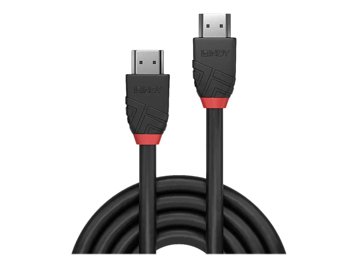 Lindy Black Line - Ultra High Speed - HDMI-Kabel mit Ethernet - HDMI männlich zu HDMI männlich - 5 m - Dreifachisolierung - Schwarz - rund, unterstützt 8K 60 Hz (7680 x 4320), unterstützt 4K 120 Hz (3840 x 2160), Unterstützung für 3D-Video