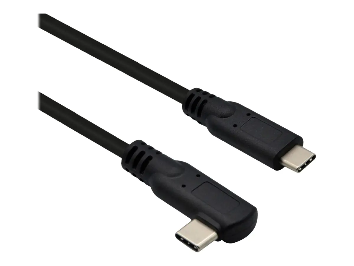 Roline - USB-Kabel - 24 pin USB-C (M) zu 24 pin USB-C (M) gewinkelt - USB 3.2 Gen 2 - 20 V - 5 A - 1 m - USB-Stromversorgung (100 W) - Schwarz