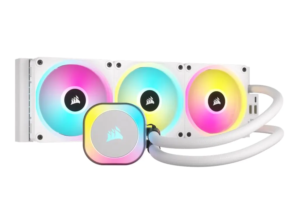 CORSAIR iCUE Link H150I RGB - Prozessor-Flüssigkeitskühlsystem - Kühlergröße: 360 mm - (für: LGA1156, LGA1155, LGA1150, LGA1151, AM4, LGA1200, LGA1700, AM5) - Kupfer - 120 mm - weiß