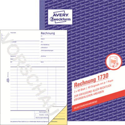 Avery Zweckform Rechnung 1730 DIN A5 2x40Blatt