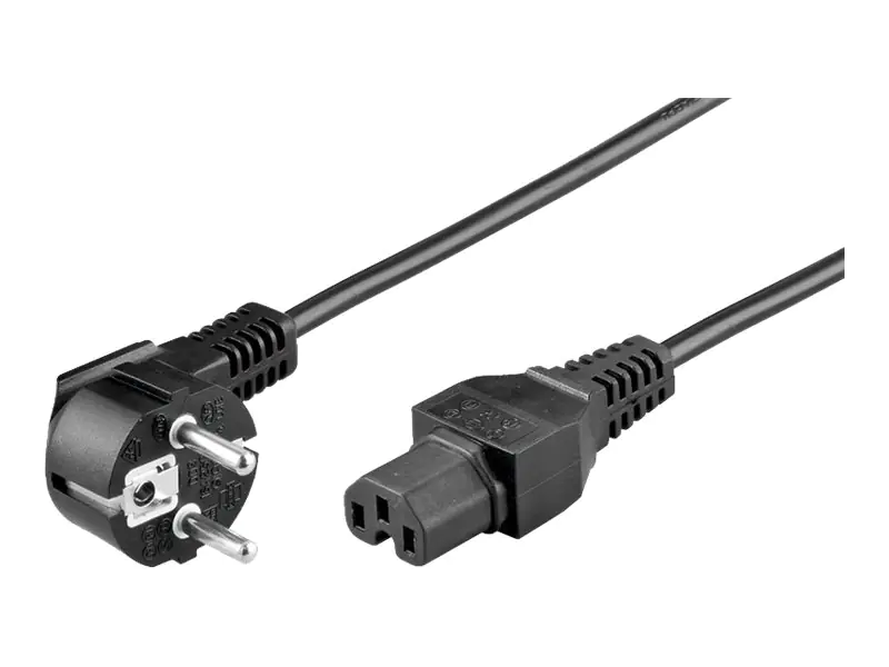 goobay - Stromkabel - IEC 60320 C15 zu CEE 7/7 (M) - Wechselstrom 250 V - 2 m - 90° Stecker - Schwarz