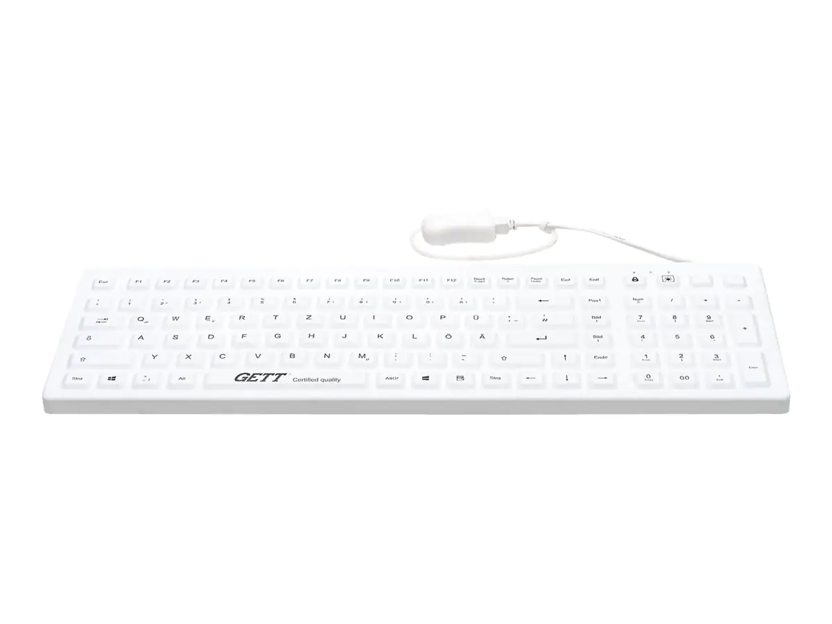 CleanType Prime Pro+ TKG-110-GCQ-PR-KGEH-WHITE-IP68-MAG-BACKL-USB-DE - Tastatur - hinterleuchtet - USB - Deutsch - weiß