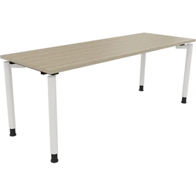 Schreibtisch Vierfuß Rundrohr B2000xT700xH680-820 ws/Eiche Natur