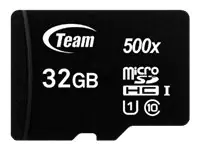 Team - Flash-Speicherkarte (SD-Adapter inbegriffen) - 32 GB - UHS-I / Class10 - 500x - microSDHC UHS-I - Schwarz