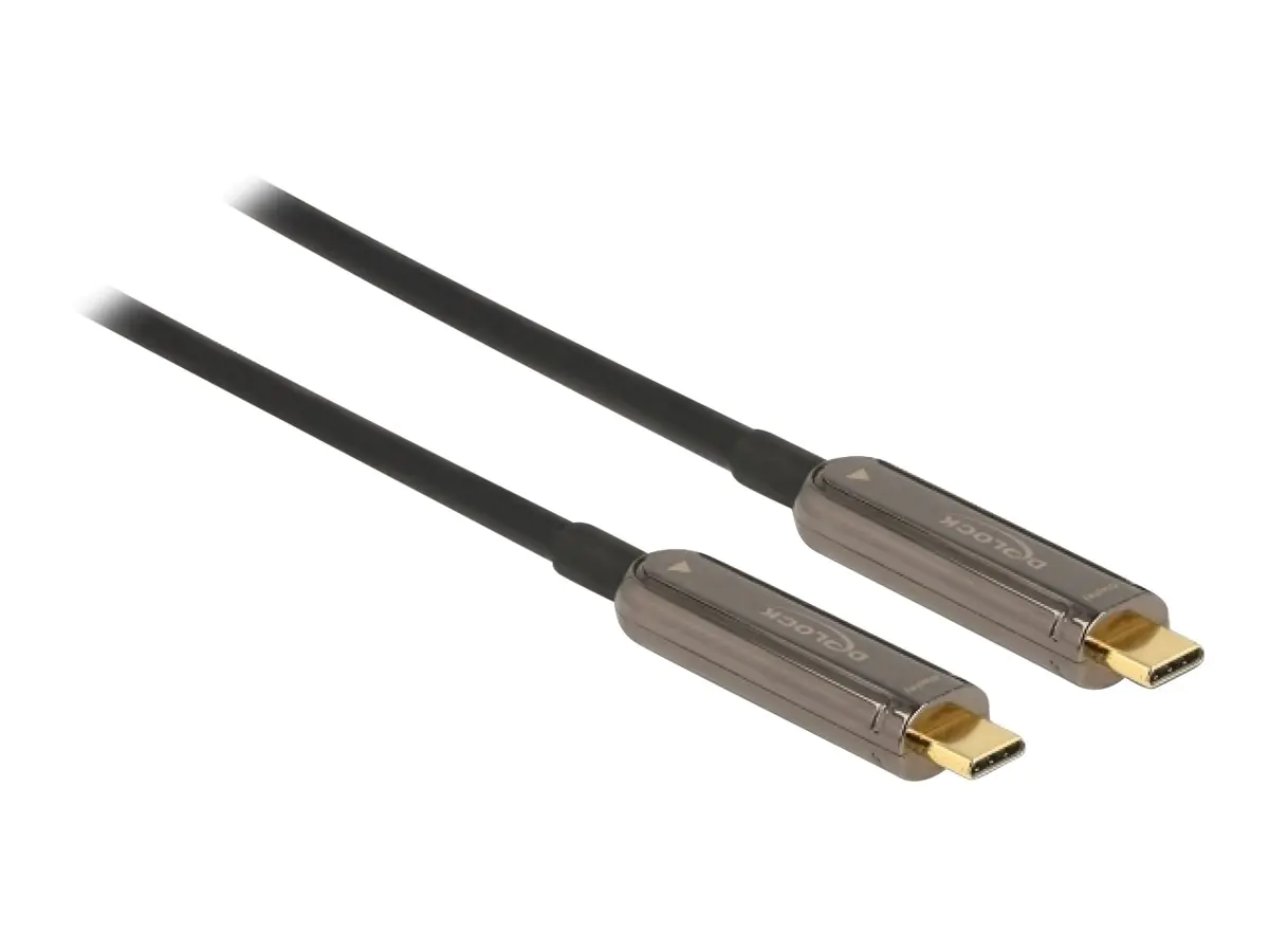 Delock - Video- / Audiokabel - 24 pin USB-C männlich zu 24 pin USB-C männlich - 30 m - Glasfaser - Schwarz - Active Optical Cable (AOC), unterstützt 4K 60 Hz (3840 x 2160)