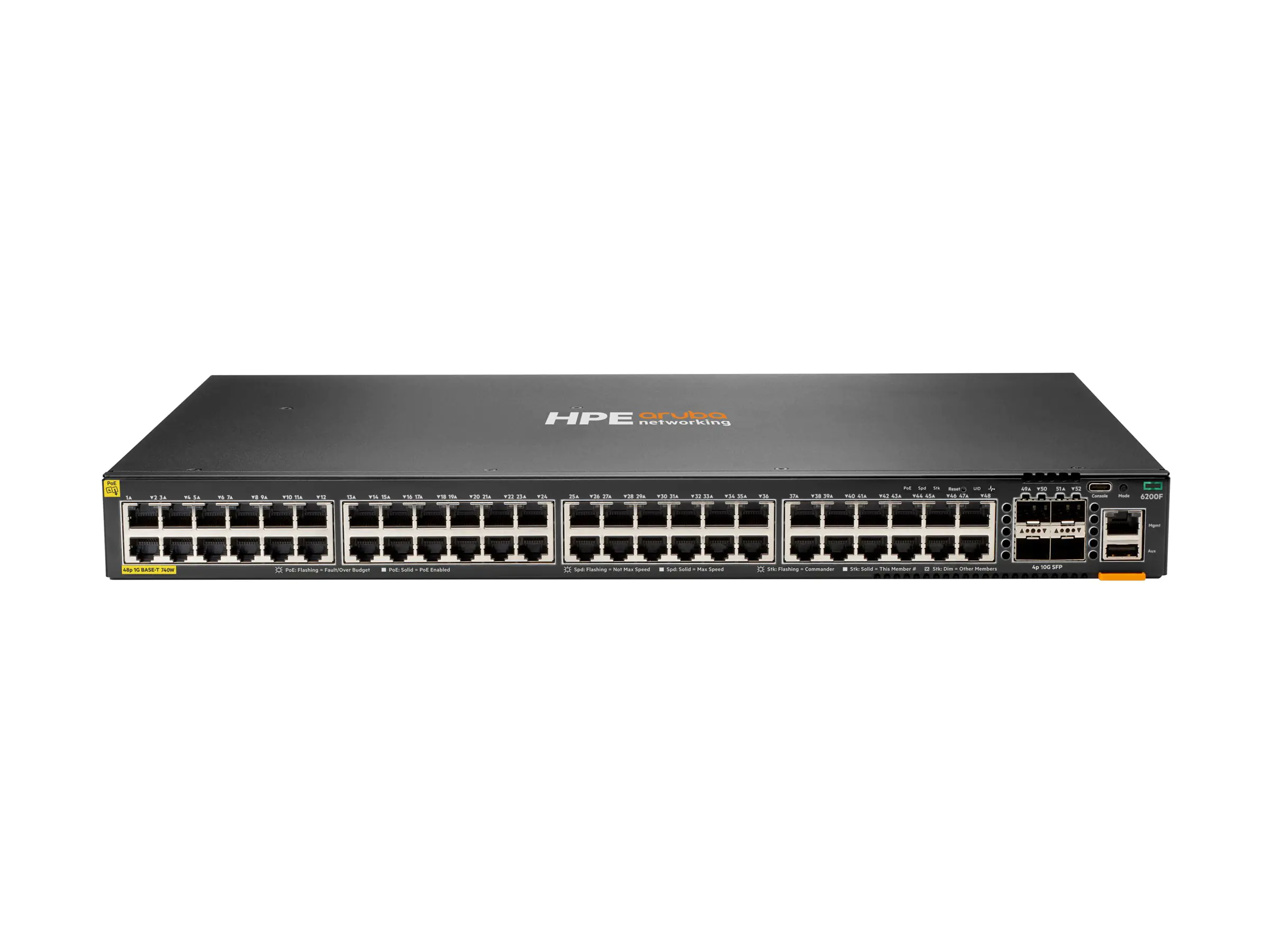 HPE Aruba Networking CX 6200F 48G Class 4 PoE 4SFP 740W Switch - Switch - max. Stapelentfernung