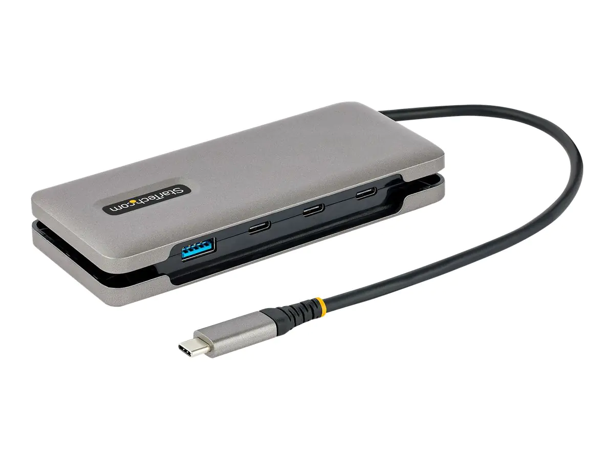 StarTech 4-Port USB-C Hub, 1x USB-A and 3x USB-C Ports, USB 3.1 10Gbps, Bus Powered, USB Type C Hub with 9.8in (25cm) Wrap-Around Cable, Portable USB-C to USB-A Hub - USB Expansion Hub (HB31CM1A3CB) - Hub - 1 x USB 3.2 Gen 2 + 3 x USB-C 3.2 Gen 2 - Deskto