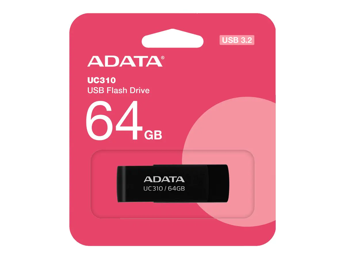 ADATA UC310 - USB-Flash-Laufwerk - 64 GB - USB 3.2 Gen 1 - Schwarz