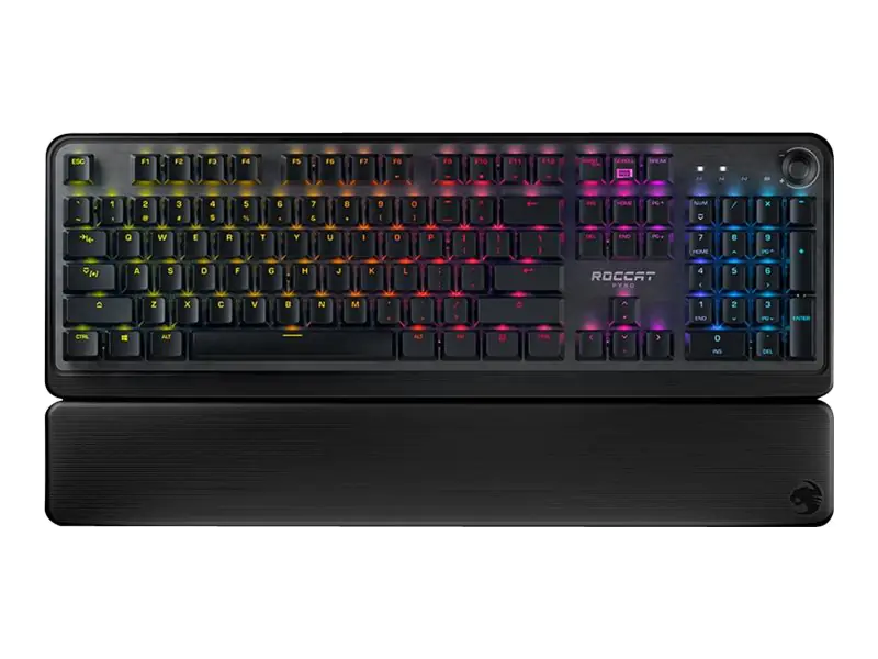 ROCCAT Pyro - Tastatur - mit Lautstärkerad - Hintergrundbeleuchtung - USB - QWERTZ - Deutsch - Tastenschalter: TTC Red