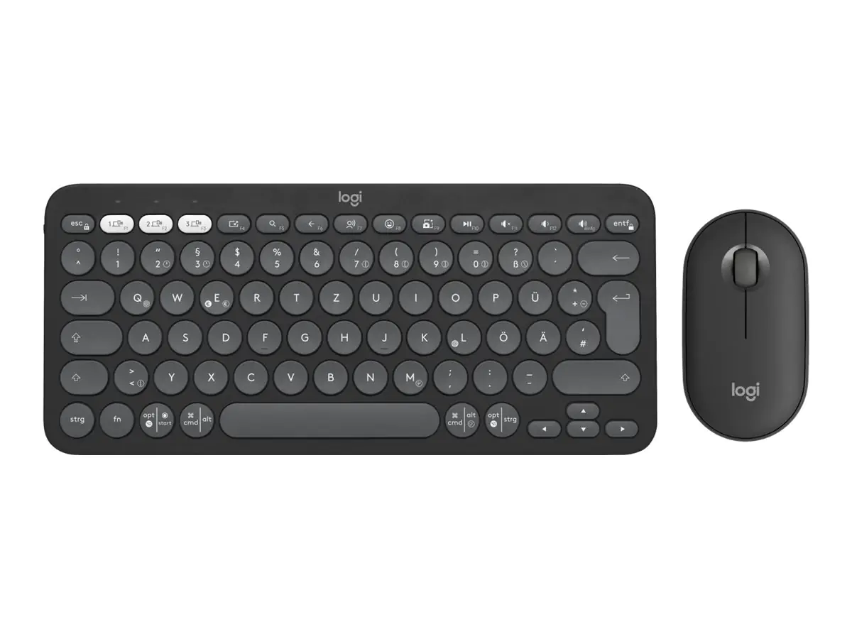 Logitech Pebble 2 Combo - Tastatur-und-Maus-Set - kabellos - Bluetooth LE - QWERTY - US International - Tonal Graphite