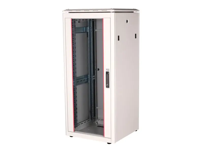 Equip Dynamic Flex Line - Schrank Netzwerkschrank - 600x600 mm, mit Glastür, abnehmbare und abschließbare Paneele, montiert - freistehend - Hellgrau, RAL 7035 - 26U - 48.3 cm (19") EDF-26-6060-G-BIAA