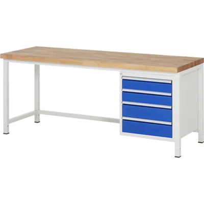 RAU Werkbank 8000 2.000 x 840-1.040 x 700 mm (B x H x T) enzianblau lichtgrau