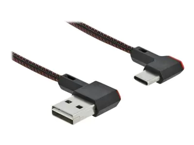Delock Easy - USB-Kabel - USB (M) links/rechts abgewinkelt, umkehrbar zu 24 pin USB-C (M) links/rechts abgewinkelt, umkehrbar - 20 cm - Schwarz